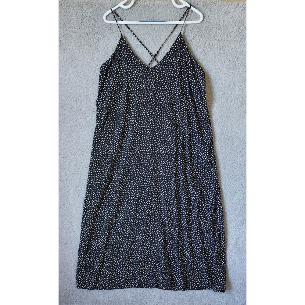 Old Navy Maxi Dress‎ Cross Spaghetti Strap Flowy Beachy Comfy Black/White Sz XXL